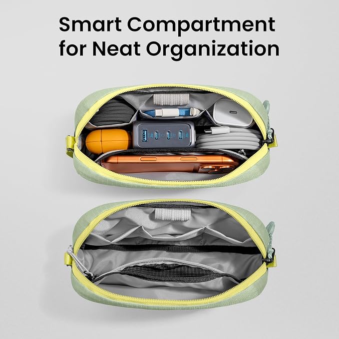 tomtoc Electronics Organizer Travel Case Performance, Cable Tech Pouch | Water Resistant Accessories Bag Carry Storage for Cord, Phone, Cables, Airpods, USB Flash Drive, Daily Items