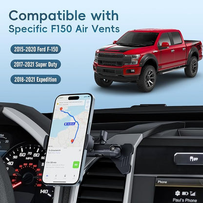 Kaishengyuan Metal Vent Phone Mount Compatible with 2015-2020 Ford F-150, 2017-2021 Super Duty & 2018-2021 Expedition, Car Solid Phone Holder Cellphone Cradles Bracket Stand for All Smartphone