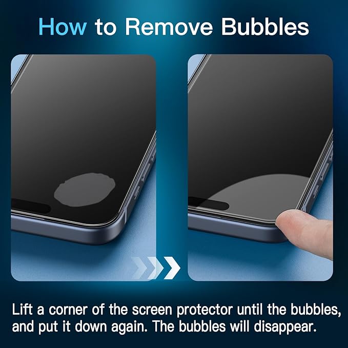 JETech Privacy Screen Protector for iPhone 15 Pro Max 6.7-Inch with Camera Lens Protector, Anti-Spy Tempered Glass Film, Easy Installation Tool, 2-Pack Each