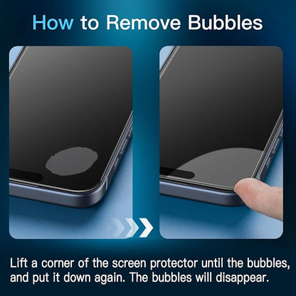 JETech Privacy Screen Protector for iPhone 15 Plus 6.7-Inch with Camera Lens Protector, Anti-Spy Tempered Glass Film, Easy Installation Tool, 2-Pack Each