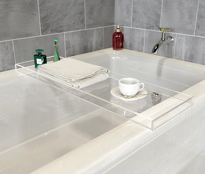 ONELUX Durable Clear Acrylic Towel Tray,Lucite Bathtub Caddy