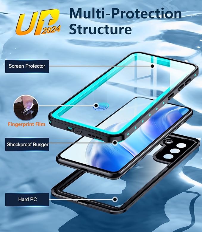 Temdan for Samsung Galaxy S21 Case Waterproof with Built-in Screen Protector 360 Full Body Underwater Case Shockproof Dustproof for Samsung S21 Phone Case Heavy Duty Protective 5G 6.2 Inch Teal