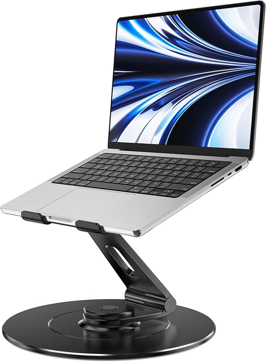 Ultra-Stable Laptop Stand for Desk with Larger Base, Desktop Organizer, Military-Grade Aluminum Anti-Loosening Structure - Height Adjustable Lectern Stand Suitable for 10-17.3 inch
