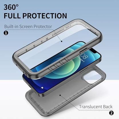 SPORTLINK Compatible with iPhone 12 Pro Waterproof Case - Full Body Shockproof Dustproof Phone Screen Protector Rugged Waterproof Case for iPhone 12 & 12 Pro 6.1 Inch Black