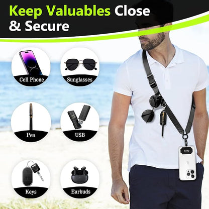 Azrra Adjustable Crossbody Cell Phone Lanyard for iPhone with Phone Tethers & Detachable Pen Holder
