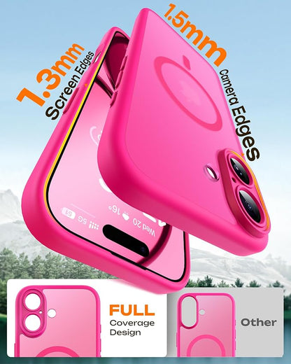 TOCOL for Phone 17 Case, Compatible with Magsafe Charger, Full Camera Protection, Drop Protection, Translucent Matte Phone Case for Phone 17 6.3 inch (Hot Pink)