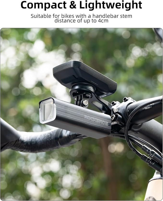 ROCKBROS Bike Computer Mount Adjustable Out-Front Bicycle Computer Mount Aluminum Integrated Cycling Computer Mount Compatible with Garmin, Bryton, Go Pro for Handlebar Clamp Diameter up to 4 cm