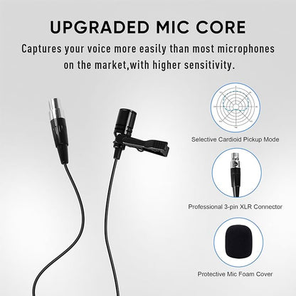 4 Channel Wireless Lapel Microphone, Set of 4 Headset & Lavalier Mics with 4x50 Adjustable Frequency UHF Metal Receiver, 300ft Range Microphone System for Church, Karaoke, Preaching, Wedding