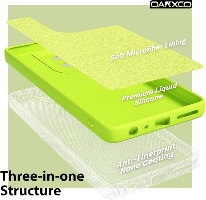oakxco for Motorola Moto G Power 2025 Case Liquid Silicone, Cute Thin Slim Soft Rubber Gel for Women Men, Smooth Matte TPU Plain Bright Color Girly Case with Camera Cover, Fluorescent Neon Green Lime