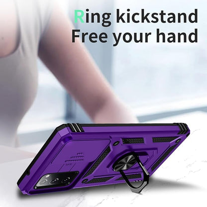 Weycolor for Samsung Galaxy S20 FE 5G Case with Camera Lens Cover, HD Screen Protector, 10 FT Military Grade Drop Protection, Magnetic Ring Holder Kickstand Protective Phone Case, Deep Purple