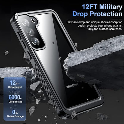 Temdan for Samsung Galaxy S23 Case,Waterproof Built-in Lens & Screen Protector[Full Body Shockproof][12 FT Military Drop Proof][Dustproof][IP68 Underwater] Case for Galaxy S23 5G 6.1’’-Black/Clear