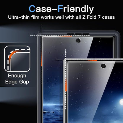 JETech Front Screen Protector for Samsung Galaxy Z Fold 7, 3-Pack | Full-Coverage PET Film, HD Clear, Case-Friendly Design