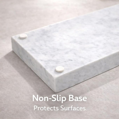 Natural White Marble Tray for Bathroom | Kitchen | Vanity | Desktop, Stone Organizer for Coffee Table, Dresser, Nightstand, Candles, Soap, Towel, Plant, Jewelry (12" x 8"), Rectangular