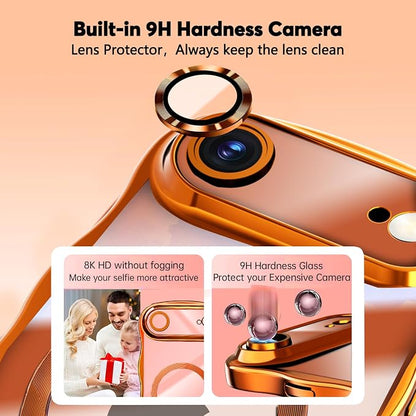 Misscase for iPhone Air Case with Privacy Screen Protector,Compatible with MagSafe,Cute Wave Frame Anti-Scratch Case with Camera Lens Protector Plating Bling Case for iPhone 17 Air Orange
