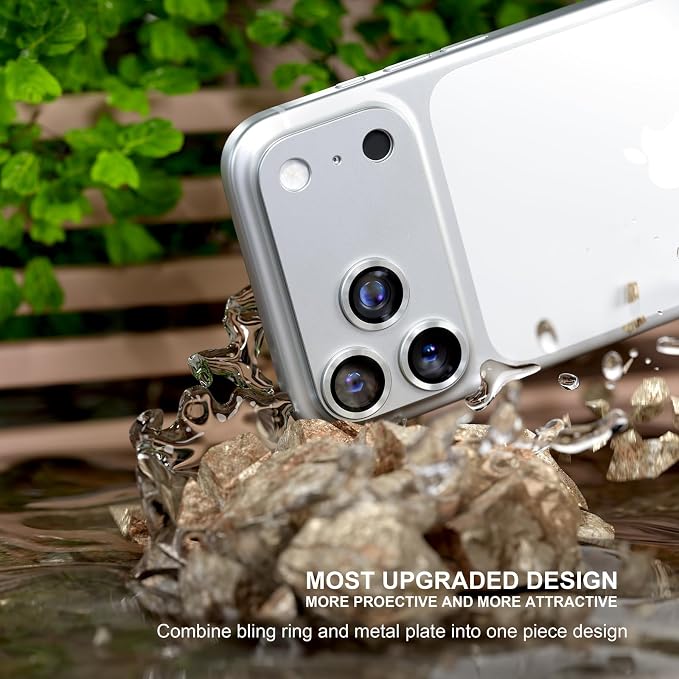 beuxece Compatible for iPhone 17 Pro Camera Lens Protector, Matte Metal Tempered Glass Rear Camera Screen Cover Accessories [Military Grade Shatterproof] [Strong Adsorption] - Silver