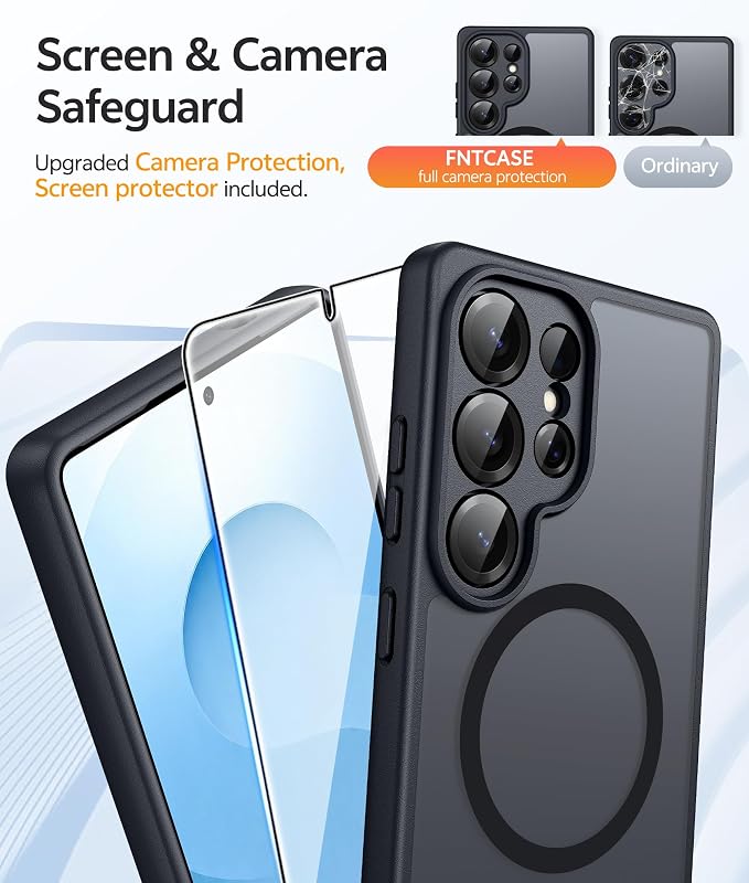 FNTCASE for Samsung Galaxy S26 Ultra Case, Compatible with Magsafe Black | Screen Protector, Full Camera Protection, Translucent Matte, 14FT Military Grade Drop Proof, Protective Phone Cover