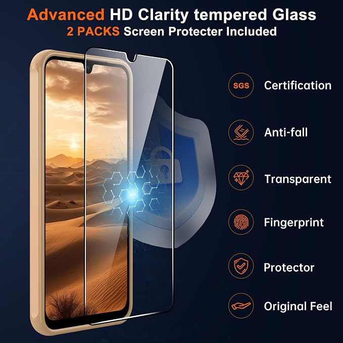 for Galaxy A17 5G Phone Case: Compatible for Samsung A17 5G Case [magsafe Fit] with 2PC Tempered Glass Screen Protector,Frosted Translucent Soft-Touch Skin & Military-Grade Protection for A 17,Gold