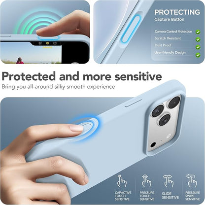 GONEZ Magnetic for iPhone 17 Pro Case, Compatible with MagSafe, [Screen Protector + Camera Lens Protector], Liquid Silicone Anti-Scratch Shockproof Protective Phone Case 6.3 inch, Blue