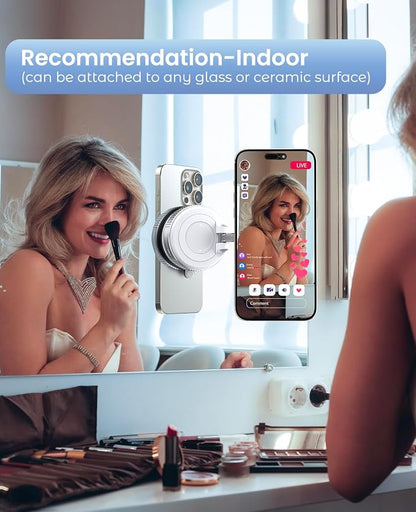 Jononser Magnetic Suction Cup Phone Mount for Magsafe, 360° Adjustable Magnetic Car Phone Holder, Pocket Size Foldable Car Mount, Phone Holders for Your Car for iPhone 17 16 15 14 13 12 Series,White
