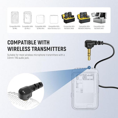 NEEWER ø4mm Mini Lavalier Microphone (2 Pack), Clip On Wired Condenser Lapel Lav Mic Set with 5ft/1.5m 3.5mm TRS Connector Compatible with DJI Mic 2 Rode Wireless Go II CM28 CM31 Camera, LM8