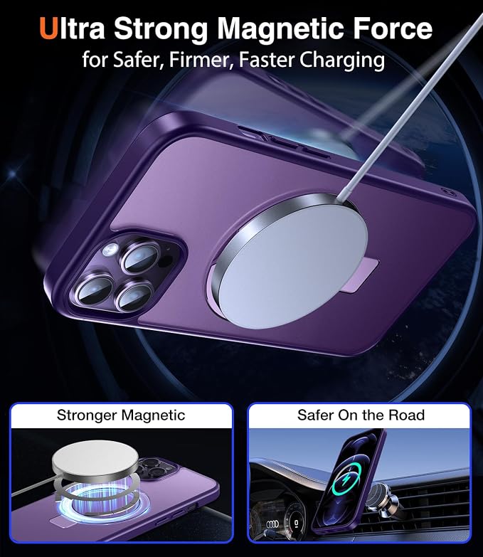 Chicfun 3-in-1 [Magnetic+Kickstand+Ring Holder] for iPhone 12 Pro Max Case Stand Ring Holder Compatible with MagSafe, Military Shockproof Protective Matte iPhone 12 Pro Max Phone Case Kickstand Cover