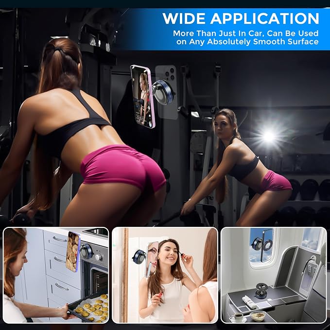 Vacuum Magnetic Phone Holder, Compatible with Magsafe iPhone and All Smartphones, Car/Gym/Kitchen/Mirror/Smooth Surface, Vacuum Suction Phone Mount