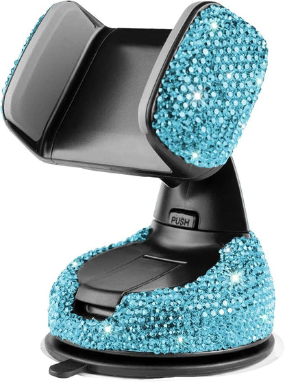 eing Car Phone Mount Cell Phone Holder with One More Air Vent Base,Bling Crystal Universal Phone Mount Holder Cradle for Dashboard,Windshield and Air Vent,Blue