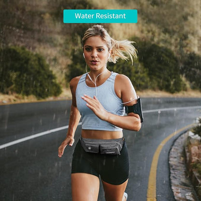Waterfly Slim Soft Polyester Water Resistant Waist Bag Pack for Man Women Outdoors Running Climbing Carrying iPhone 5 6 Plus Samsung S5 S6 (Gray)