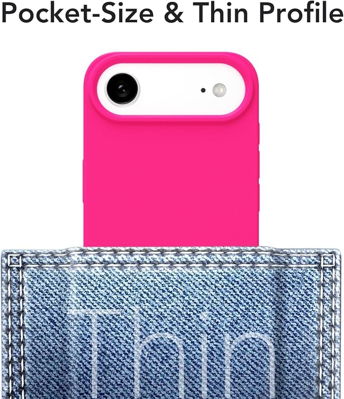 for iPhone 17 Air Case Silicone Compatible with Magsafe Case, Ultra Slim Thin Magnetic Phone Cases Mag Safe, Cute Soft Rubber Gel TPU Matte Plain Wireless Charging Cover for Women, Hot Pink