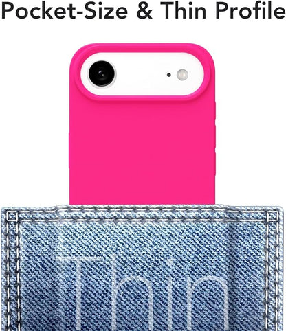 for iPhone 17 Air Case Silicone Compatible with Magsafe Case, Ultra Slim Thin Magnetic Phone Cases Mag Safe, Cute Soft Rubber Gel TPU Matte Plain Wireless Charging Cover for Women, Hot Pink