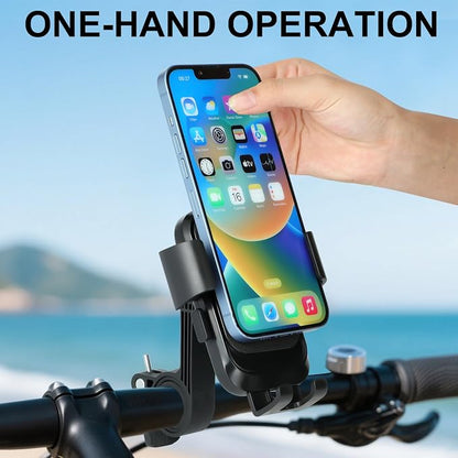 Kairiyard Motorcycle Phone Mount, 1s Auto Lock Bike Phone Holder, Bicycle Handlebar Cell Phone Mount 360 Degree Rotatable for Mountain Bike ATV Electric Scooter
