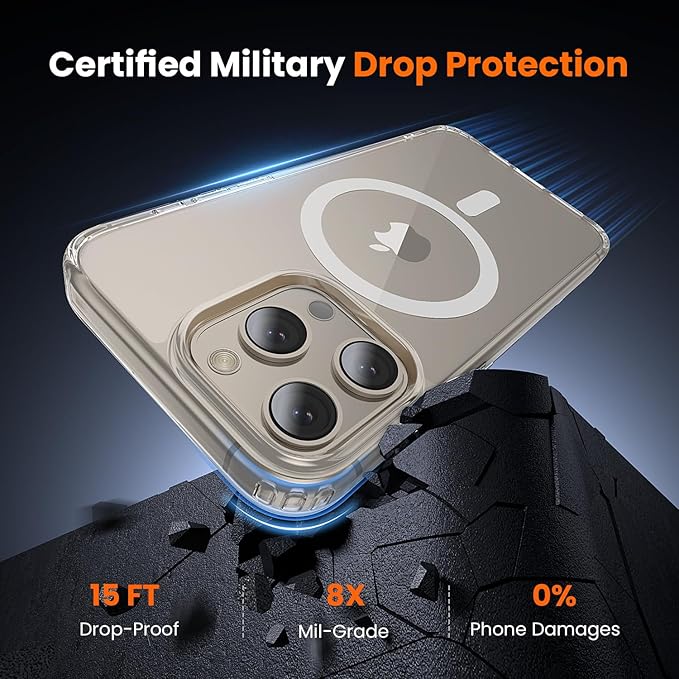 3 in 1 for iPhone 15 Pro Max Case Clear with MagSafe, Not Yellowing, Screen Protector*1 Camera Lens Protector*1, Military-Grade Protection for iPhone 15 Pro Max Phone Case 6.7 inch Clear