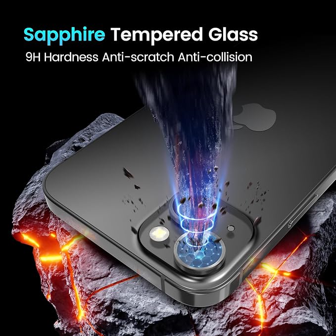 Camera Lens Protector for iPhone 15 Plus 6.7" ＆ iPhone 15 6.1"[Picture Perfect], Tempered Glass, 98% Transmittance, 10 Time Anti-Broken, Easy to Install, Case Friendly - Black