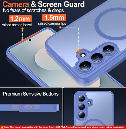 MOZOTER for Samsung Galaxy S25 FE Case,[Compatible with MagSafe] | [12Ft Military Dropproof][2*Screen Protector]Translucent Slim Shockproof Holsters Case for S25 FE,6.7inch-Light Purple