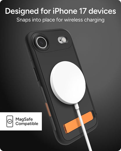 ZAGG Sedona Snap Case with Kickstand for iPhone Air - Flood Black, Drop Protection (13ft/4m), Multi-Layer Protection, with Camera Button, MagSafe Phone Case with Impact-Absorbing Bumpers