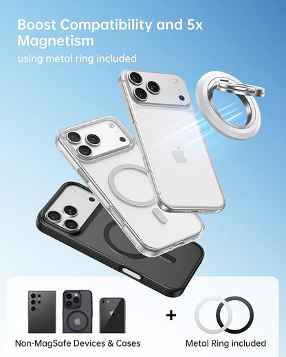 SYNCWIRE for MagSafe Ring Phone Holder, 360° Rotation Magnetic Cell Phone Grip Dual-Sided Magnets Phone Ring Kickstand Compatible with iPhone 17 16 15 14 13 12 Pro Max MagSafe, Android, Samsung etc.