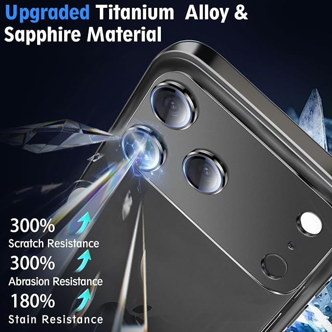 SiHPuoy 2 Pack Camera Lens Protector for iPhone 17 Pro Accessories, Metal Aluminum Alloy Tempered Glass Camera Protector, [Military Grade Shatterproof] [Case Friendly]-Black