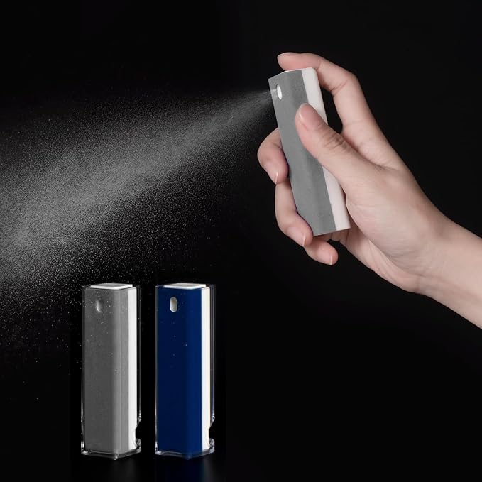 CLICK CLEAN 2Pcs Screen Cleaner, Fingerprint Proof Mist Cleaner Spray, All-in-One Cleaner with Microfiber for All Phones, Laptop and Tablet Screens (Grey + Dark Blue)