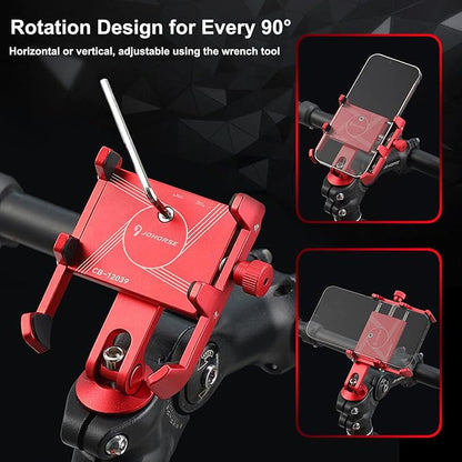 2 in 1 Aluminum Bicycle Phone Mount, Alloy Motorcycle Phone Holder, Fork/Road Mountain Bike MTB Stem Mounted or Handlebar Mounted, for iPhone Universal Smartphones 4-7inch (Black)