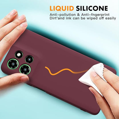 Case for Motorola Moto G Power (2025), 2 Pack Tempered Glass Screen Protectors, Soft TPU Silicone Shockproof Case-Burgundy