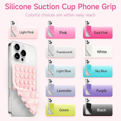 Silicone Suction Cup Phone Case Mount Double Sided, Phone Accessories Hands-Free Strong Grip Holder for Selfies and Videos, Silicon Phone Stand for iPhone and Android Lavender
