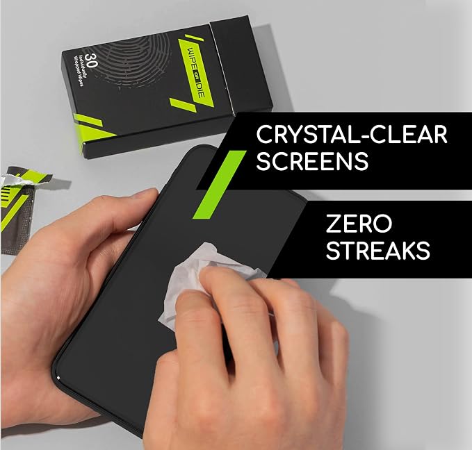 Electronic Wipes for Touch Screens - 150 Phone Wipes for Mobile, Tablet & Car Displays - Lens Wipes Individually Wrapped - Alcohol-Boosted