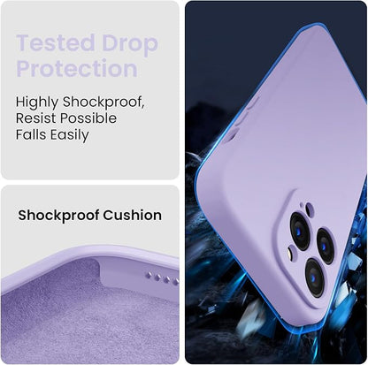 FireNova Designed for iPhone 14 Pro Max Case, Silicone Upgraded [Camera Protection] Case with [2 Screen Protectors], Soft Anti-Scratch Microfiber Lining Inside, 6.7 inch, Clove Purple