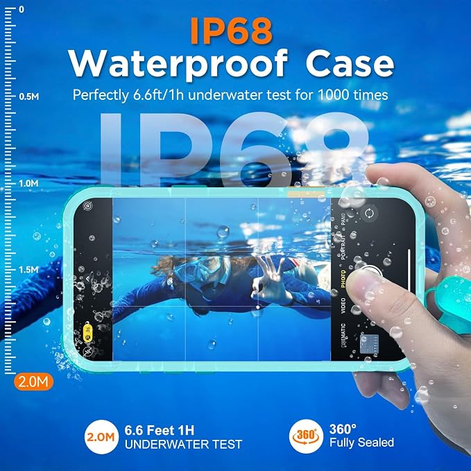 WIFORT for iPhone 17 Air Waterproof Case, [Fit for Magsafe] with Sapphire Lens & Screen Protector, IP68 Full Body 15FT Military Shockproof, Magnetic Frosted Phone Cover with Lanyard, 6.5" Teal