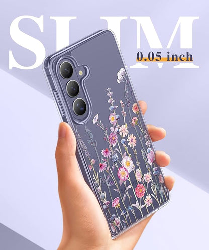 GVIEWIN for Samsung Galaxy S26 Plus Case, Clear Floral Slim Shockproof Protective Women Phone Case, Non-Yellowing, with Screen Protector&Camera Lens Protector for S26 Plus 6.7", Floratopia/Colorful