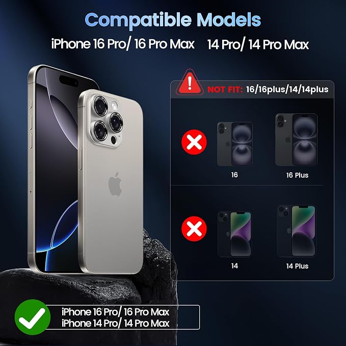 CACOE Camera Lens Protector for iPhone 14 Pro/14 Pro Max/16 Pro/16 Pro Max - Metal Frame Tempered Glass Cover, [Anti-Scratch] [Drop-Proof][Strong-Adhesion] Camera Screen Cover (White)