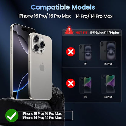 CACOE Camera Lens Protector for iPhone 14 Pro/14 Pro Max/16 Pro/16 Pro Max - Metal Frame Tempered Glass Cover, [Anti-Scratch] [Drop-Proof][Strong-Adhesion] Camera Screen Cover (White)