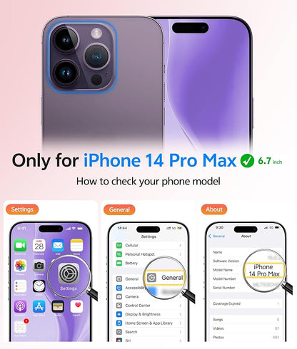 FNTCASE for iPhone 14 Pro Max Case: [Compatible with Magsafe] Translucent Matte Cases with [Full Camera Protection] [Screen Protector] Military Grade Shockproof Protective Phone Cover - Light Purple