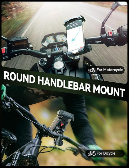 JOYROOM Anti-Shake Bike Phone Holder - 2026 Dual Vibration Dampener, Ultra Stable Motorcycle Phone Mount for iPhone & Android 4.7-7”, Handlebar Mount for Bicycle/Motorbike/Scooter, for GPS Navigation