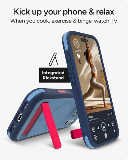 ZAGG Sedona Snap Case with Kickstand for iPhone 17 Pro - Blue Royal Ember, Drop Protection (13ft/4m), Multi-Layer Protection, with Camera Button, MagSafe Phone Case with Impact-Absorbing Bumpers